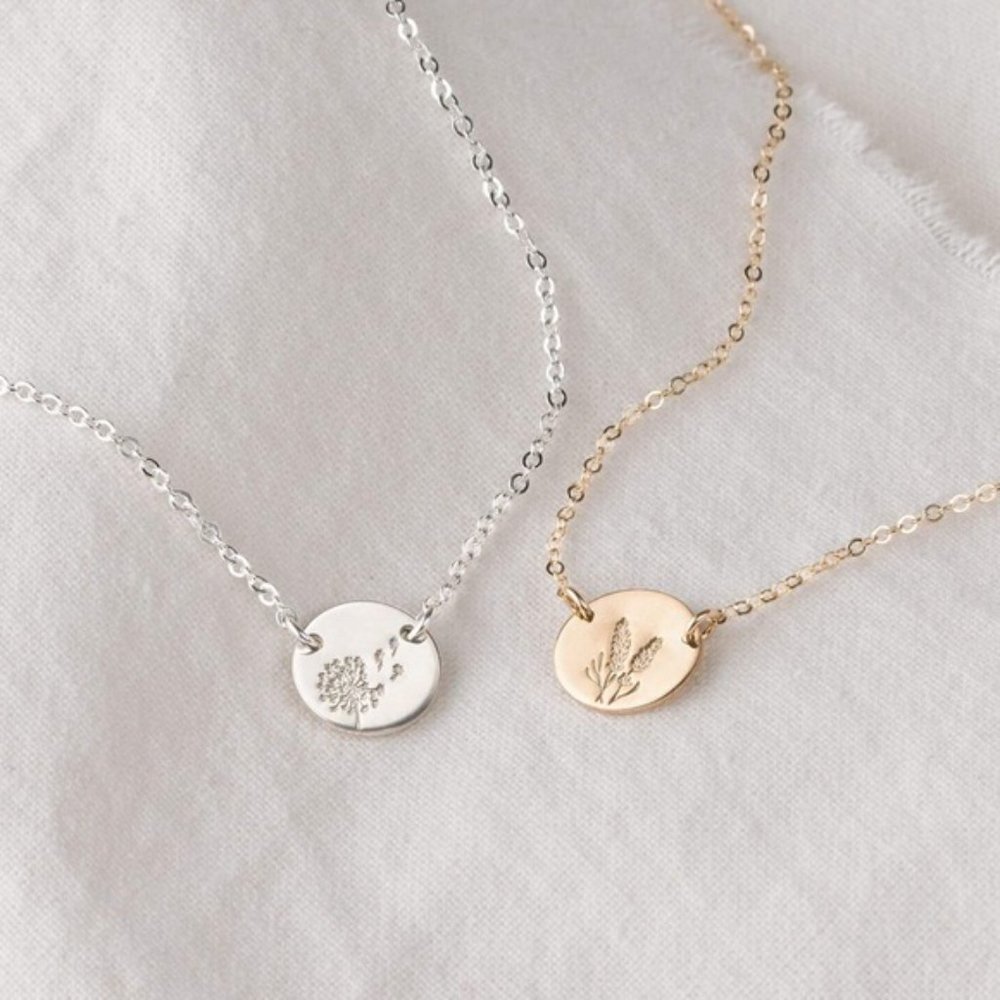 Dandelion Wish Minimal Boho Flora Charm Necklace - Picture 6 of 15